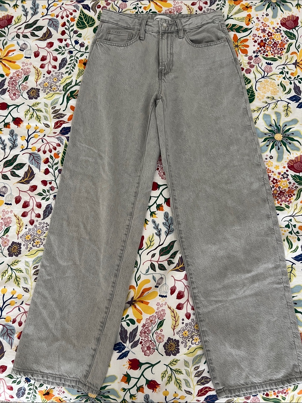 High-Rise Gray Wide-Leg Jeans for Women
